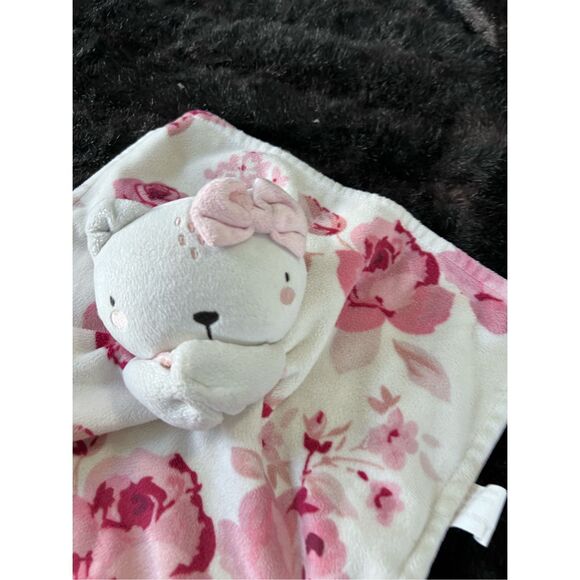 Modern Moments by Gerber Baby Plush Pink White Cat Lovey Security Blanket Toy - Picture 2 of 3